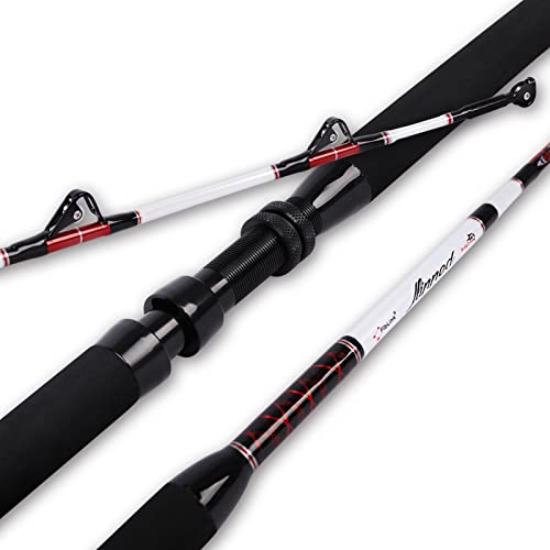 Fiblink Trolling Rod Saltwater Deep Dropper Big Game Rod Conventional Boat Roller Rod Carbon Fishing Pole (2 Pieces - 5'6"...