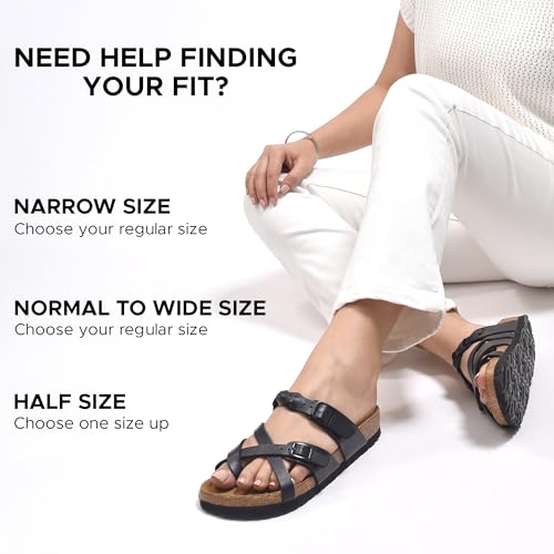 AEROTHOTIC Cute Slides for Women with Arch Support Comfy Adjustable Buckle Split Toe Straps with Cushioned Memory Foam Cor...