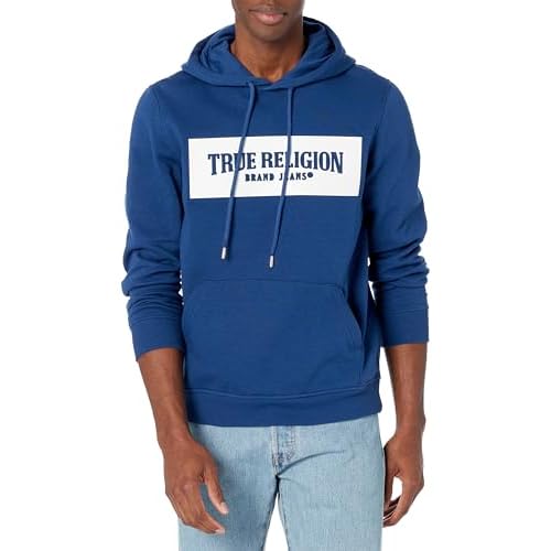 True Religion mens Embossed Pullover Hoodie