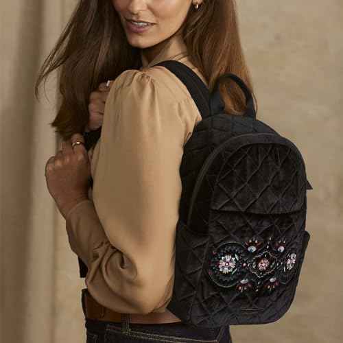 Vera Bradley Velvet Small Backpack, Winter Ornaments