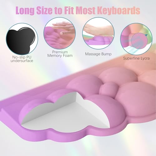 Ergonomic Wrist Rest for Keyboard, Soft Memory Foam Cloud Keyboard Stand Pad with Wrist Rest Set with Non-Slip Silicone Ba...