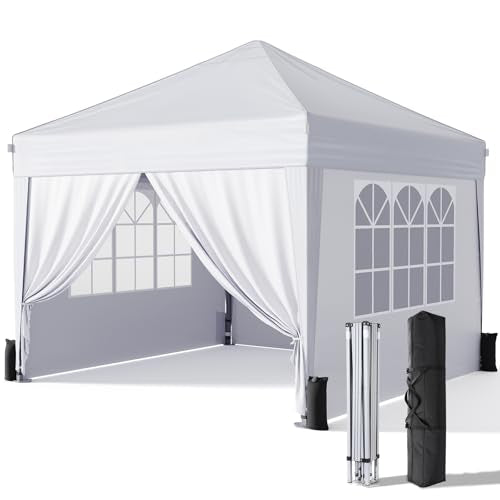 Driftalia 10x10 Pop Up Canopy with Sidewalls, Outdoor Instant Canopy Tent with Carry Bag for Commercial Events, Camping, B...