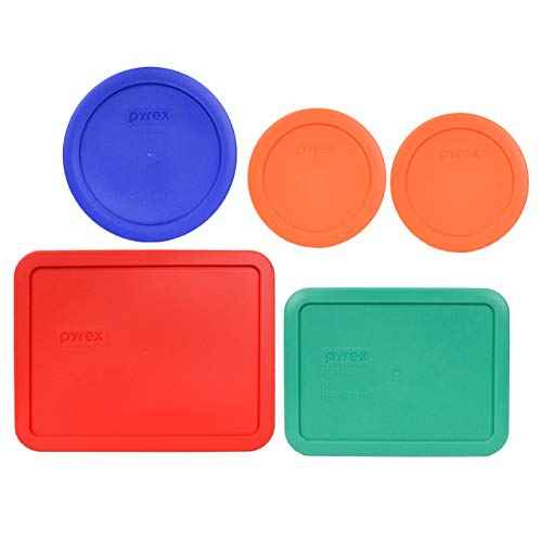 Pyrex Bundle (2) 7200-PC 2-Cup Orange (1) 7201-PC 4-Cup Cadet Blue, (1) 7210-PC 3-Cup Light Green, (1) 7211-PC 6-Cup Red Lid
