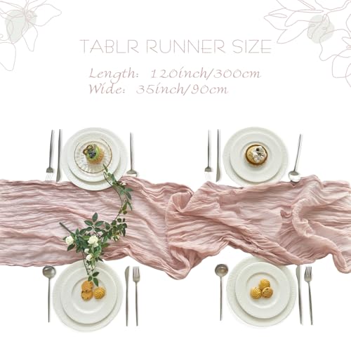IVAPUPU 2 Pcs Cheesecloth Table Runner - 10ft Dusty Pink Boho Gauze Cheese Cloth Table Runners for Baby Shower Decoration ...