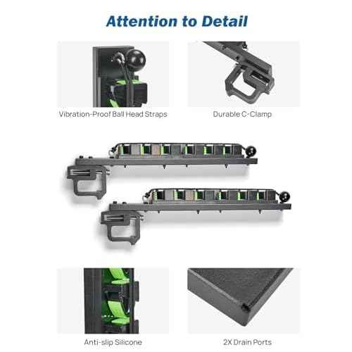 JOYTUTUS Truck Bed Fishing Rod Holder | 6-Rod Capacity | Secure Clamp-On Design | Fits Truck Bed & Boats | Horizontally or Vertically Place