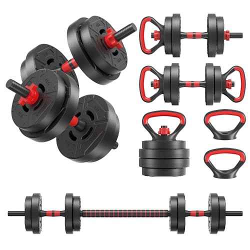 Fitvids Multi-Functional Portable Changeable Dumbbell and Barbell Kettlebell Set - Adjustable Weights
