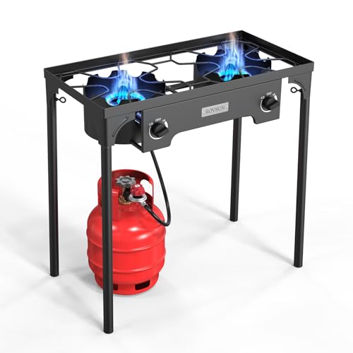 ROVSUN 2 Burner Outdoor Propane Gas Stove 150,000 BTU High Pressure Stand Cooker for Backyard Cooking Camping Home Brewing...