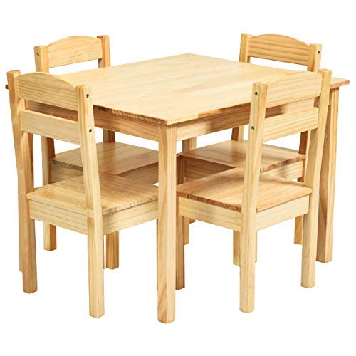 Costzon Kids Table and Chair Set, 5 Piece Wood Activity Table & Chairs for Children Arts, Crafts, Homework, Snack Time, Pr...