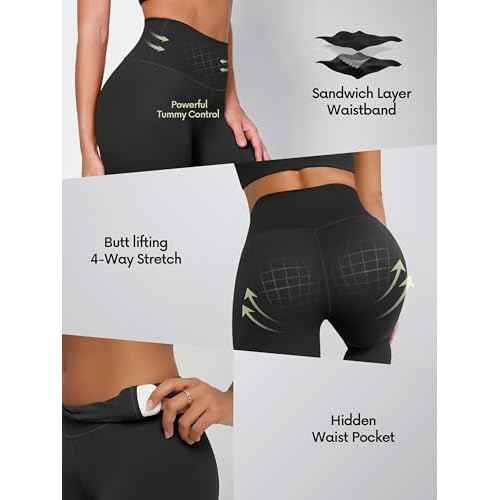 ODODOS Tummy Control Compression Leggings for Women, 25" / 28" High Waist Workout Running Yoga Pants