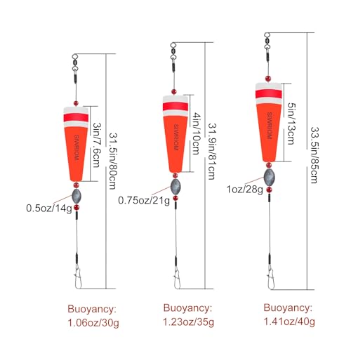 SIWRIOM Popping Corks Floats for Saltwater Fishing Bobber, 4PCS Weighted Bobbers Inshore Fishing Popping Cork Float Rig Ra...