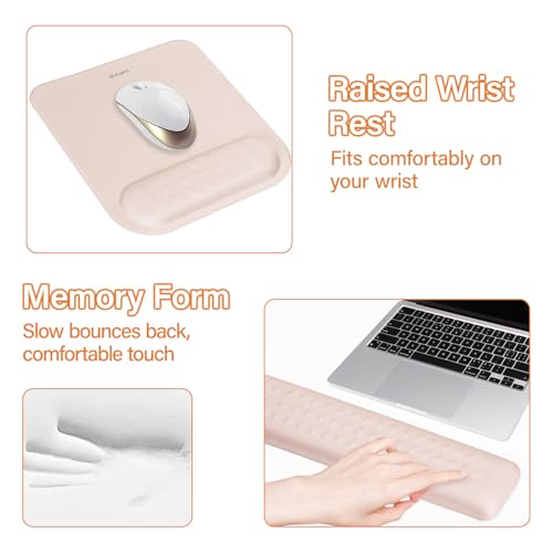 MOSISO Computer Keyboard Stand&Wrist Rest Support for Keyboard &Mouse Pad Set, Ergonomic Massage Wrist Rest Set, Easy Typi...