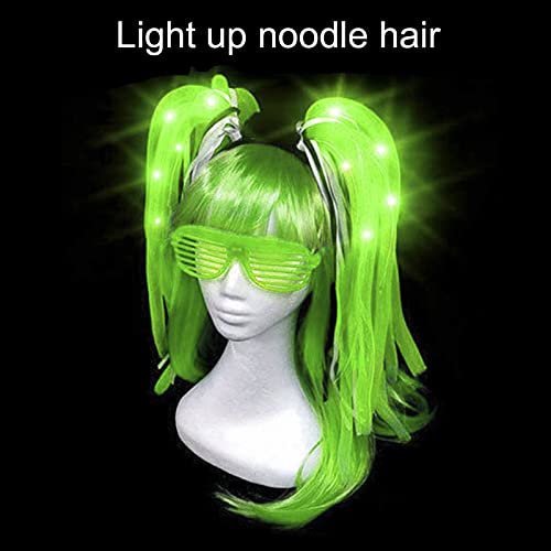 GREUS Light Up Headbands for Women Girls Noodle Hair Accessories Hair Hoops Luminous Glow Headpieces Braids Hose Flash Hea...