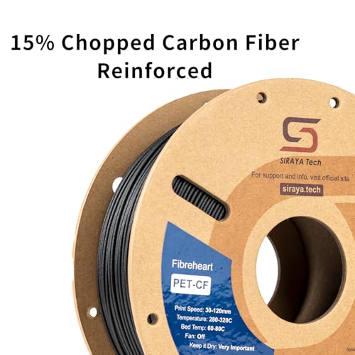 Siraya Tech Fibreheart PET-CF 3D Filament - Carbon Fiber Reinforced, High Strength & Rigidity, Easy Print, Dimensionally S...