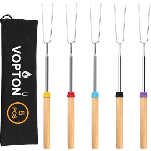 5 Pcs Marshmallow Roasting Sticks for Fire Pit Long 32Inch, Smores Sticks Skewers, Smores Kit for Fire Pit, Premium Telesc...