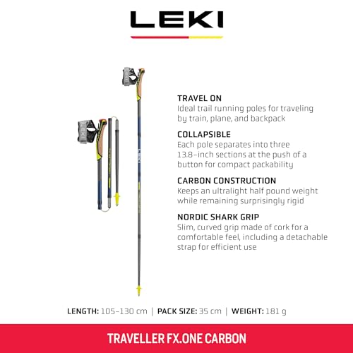 LEKI Traveller FX.One Carbon Collapsible Lightweight Trekking Poles for Hiking & Trail Running