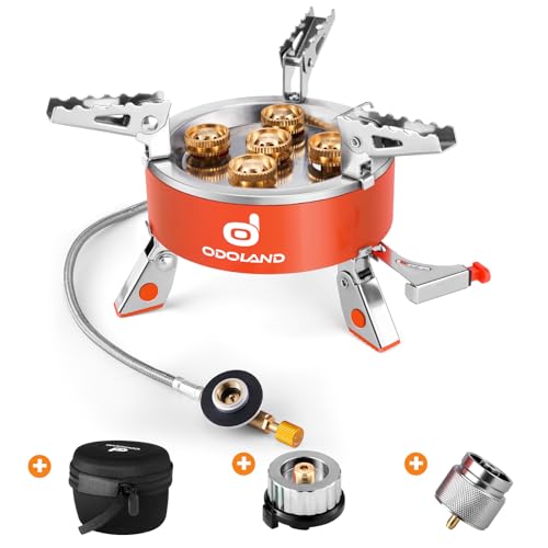 Odoland 9000W Portable Camping Stove Lightweight Camp Stove Collapsible Backpacking Stove with EVA Box for Outdoor Camping...