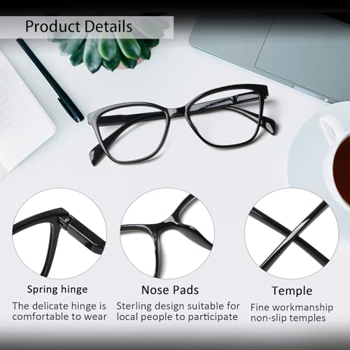 VisiWell 4 Pack Progressive Multifocus Reading Glasses for Women Men Blue Light Blocking Readers with Spring Hinge
