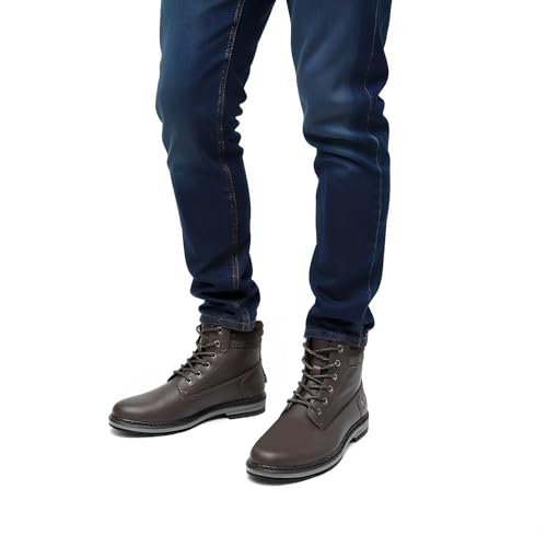 Athlefit Casual Men's Hiking Boots Fashion Lace up Combat Boots Low Heel Comfortable Ankle Booties