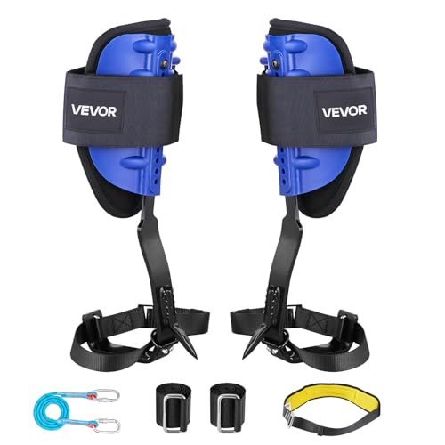 VEVOR Tree Climbing Spikes, 1 Pair Height-Adjustable Climbing Spurs, 350lbs Load Capacity Tree Climbing Gear with Straps, ...