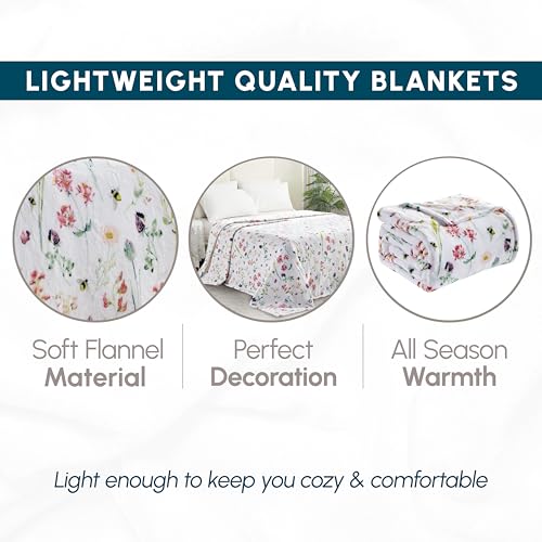 Elegant Comfort Ultra Soft Print Flannel Fleece Bed Blanket, Cozy-Fuzzy Lightweight Bedspread Coverlet, All Season Decorat...