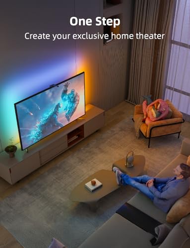 Ailofy Smart TV LED Backlight with Camera for 75-85 inch Screens, 16.4ft LED Strip Lights Sync to Screen& Music, Color Cha...