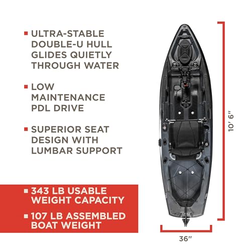 Old Town Sportsman PDL 106 Solo Angler Sit-on-Top Pedal Fishing Kayak, 10ft