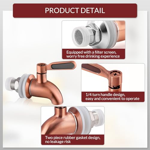 Hgzaccompany Stainless Steel Replacement Spigot for Beverage Dispenser,Metal spout for Beverage Dispenser Carafe,Water Dis...