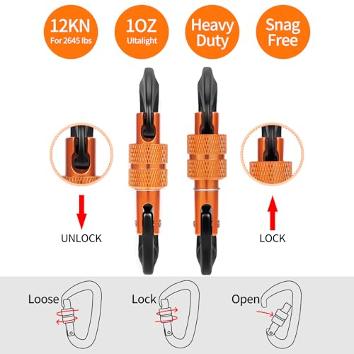 B-Mardi Carabiner Clips Heavy Duty 12kN (2697 lbs)-Lightweight Locking Carabiners for Camping, Hiking, Hammock, Dog Leash ...