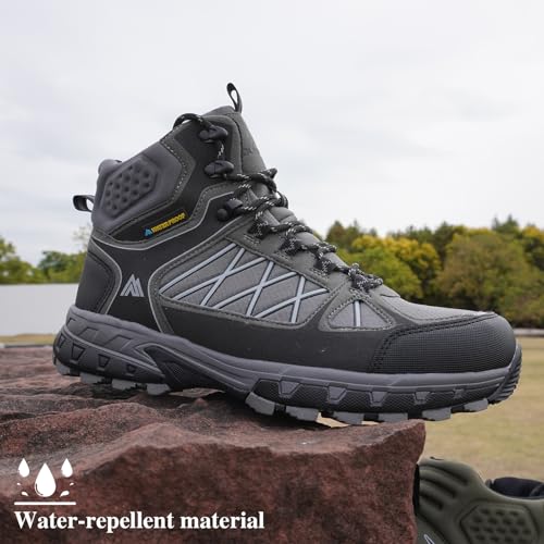 Queday Waterproof Hiking Boots Mens Lightweight Walking Shoes Daily Hike Trekking Trail Outdoor Camping Climbing