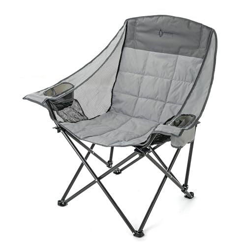 ARROWHEAD OUTDOOR Oversized Folding Camp Chair w/Adjustable Double Sized Cup Holder, Mesh Sides, Inner Pockets, Carry Bag,...