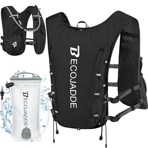 BECOJADDE Running Vest Hydration Backpack for Men Women, 5L Lightweight Running Backpack Hydration Pack for Marathon, Trai...