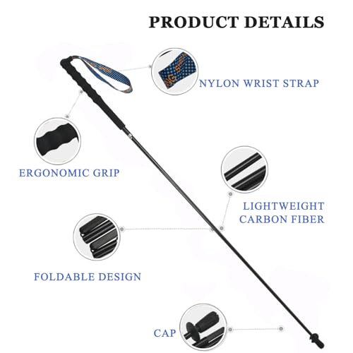 OKHEALING Ultralight Folding Trekking Poles, Set of 2 Ultralight Carbon Fiber Poles with Moisture Transport Handle with St...