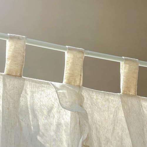Mengersi Canopy Bed Curtains,Linen Bed Canopy Curtains 4 Corner Bed Drapes Canopy Curtains for Bedroom Decor (Ivory,Full)