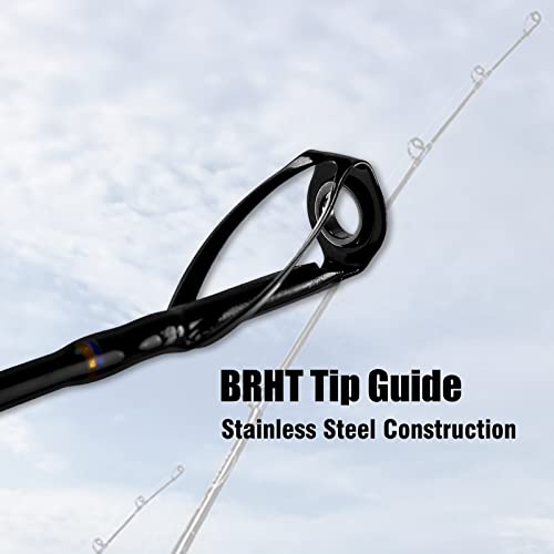 Fiblink 1-Piece Conventional Boat Rod Saltwater Offshore Graphite Spinning Fishing Rod(6 Feet, 30-50 lb/50-80 lb/80-120 lb)