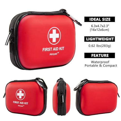 Mini First Aid Kit - 120 Piece Small Waterproof Hard Shell Medical Kit for Car, Home, Office, Travel, Camping, Sports, Out...