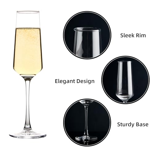 CZUMJJ Champagne Glasses Set of 12, Elegant Champagne Flutes, Modern Sparkling Wine Glasses for Home Bar, Wedding, Anniver...