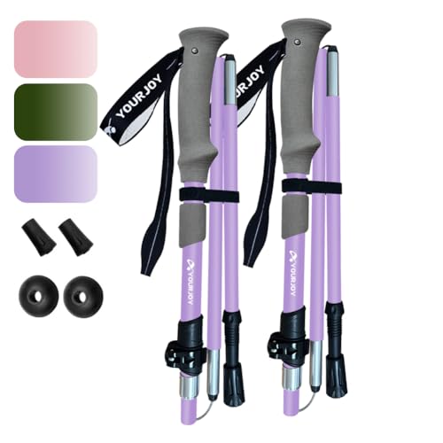 Yourjoy Hiking Trekking Poles, Macaron Colors 2 Pack Anti Shock, Adjustable, Collapsible Hiking Poles for Trekking or Walk...
