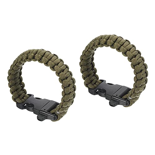 Survival Paracord Bracelets, 2 Pack Plaited Parachute Bracelet with Plastic Buckle Party Favors Camping Gifts Outdoor Wrap...