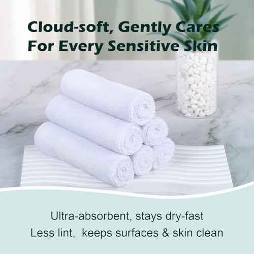 White Washcloths 15 Pack, Highly Absorbent & Quick Drying Face Towels, Premium Quality Soft Bath Towels, Multipurpose Microfiber Wash Cloths, 12x12 inches