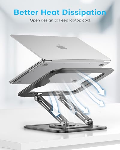 LOXP Adjustable Laptop Stand, Computer Stand with 360 Rotating Base, Ergonomic Laptop Riser Mount for Desk Foldable Protab...
