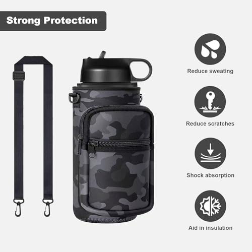 Water Bottle Holder with Strap, 32/40 oz Insulated Water Bottle Sling Bag Crossbody, Water Bottle Carrier Bag with Phone P...