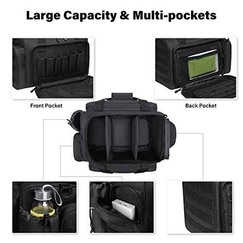 MOSISO Tactical Range Bag for Gun,Large Range Duffle for Pistols and Gear,Carrying Bag with Handle&Shoulder Strap for Handguns and Ammo, Soft Cases for Pistol for Shooting Range Outdoor Hunting, Black