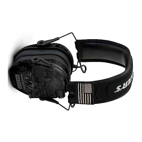 Walker's Razor Patriot Series Hi-Gain Omnidirectional Microphone Adjustable Range Shooting Hunting Hearing Protection Electronic Earmuffs (Kryptek Camo) Bundle with Protective Glasses (2-Pack)