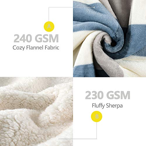 PU MEI Sherpa Fleece Throw Blanket 60" x 80" Reversible Plush Fluffy Large Big Blanket Lattice Flannel Blankets for Sofa C...