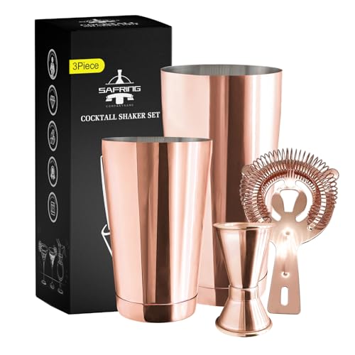Safring Boston Cocktail Shaker Bar Set, Weighted Boston Shaker Tins, Bartender Kit with 18oz & 28oz Mixed Drink Shaker, Ha...