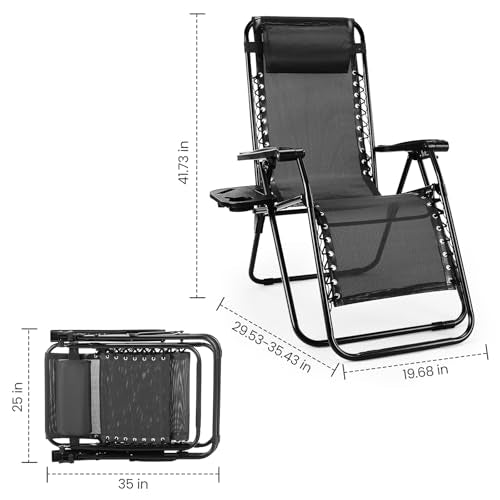 Sweetcrispy Zero Gravity Chairs, Set of 2 Portable Recliner Beach Camping Patio Outdoor Folding Lounge Chair with Cup Hold...