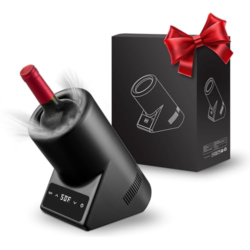 Wine Chiller Electric,Single Bottle Cooler for 750ml Wine or Some Champagne,Portable Cellars Keep Cold Up to 24h,Iceless C...