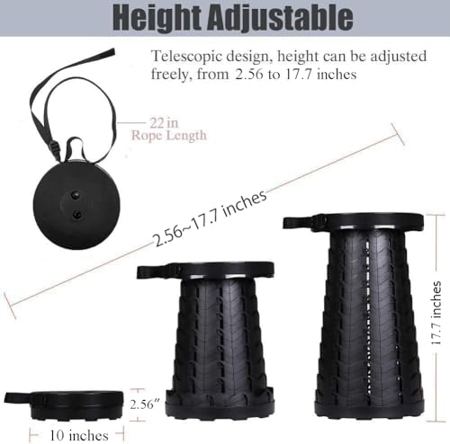 Fishboy Upgraded Collapsible Stool, 400lbs Max Weight, Lightweight But Sturdy, Portable Retractable Folding Telescoping Fo...