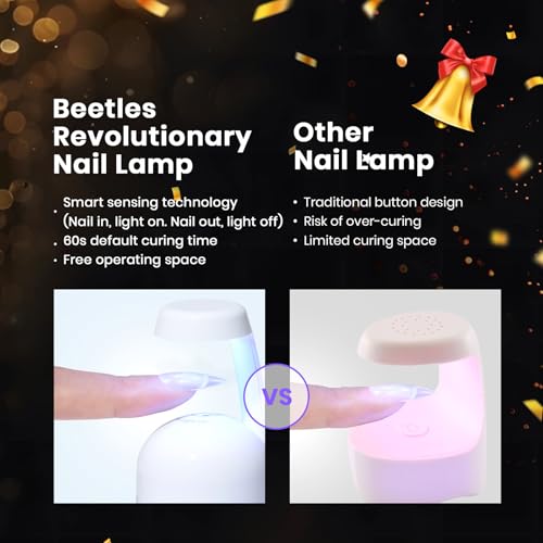 Beetles Gel Nail Extension Kit Almond Shape, Easy 9 in 1 Glue Uv Led Set Etch X Nail Tips Short Almond Half Matte Tips, Gi...