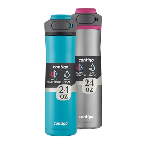 Contigo Cortland Chill 2.0 Vacuum-Insulated Stainless Steel Water Bottle Spill-Proof Lid Preserves Temperature for Hours 2...